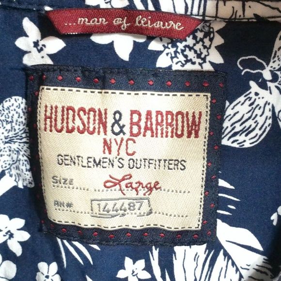 Hudson & Barrow NYC Short Sleeve Button Up Floral Men's Shirt, Size Large - Picture 4 of 4